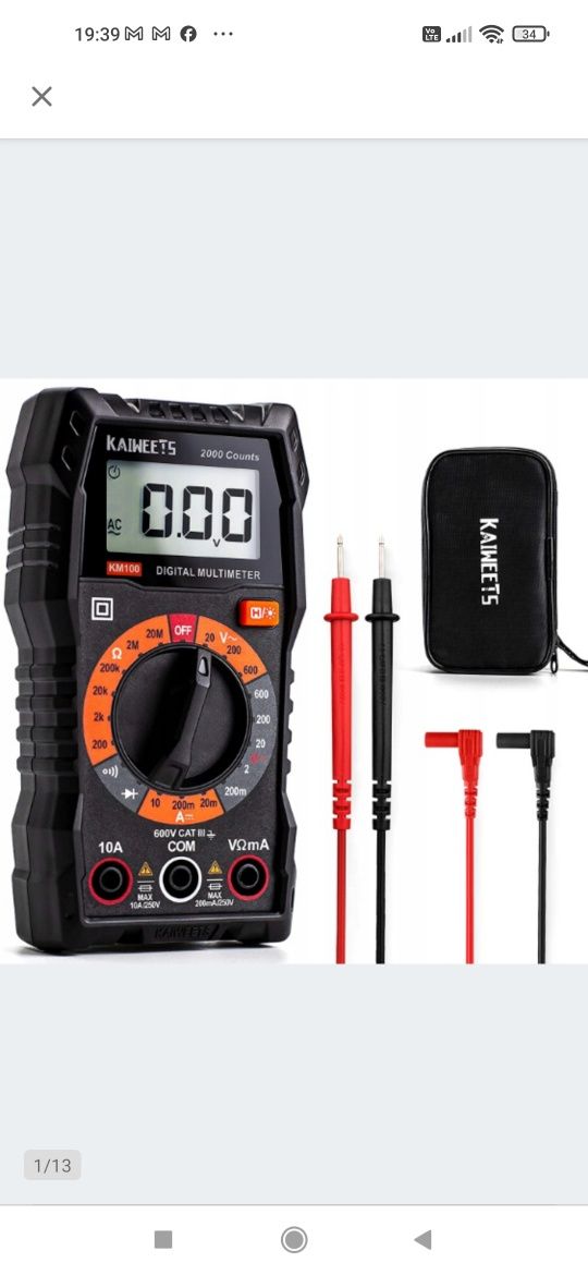 KAIWEETS KM100 Multimetr cyfrowy CAT III 600 V

Nowy.

Opakowanie oryg