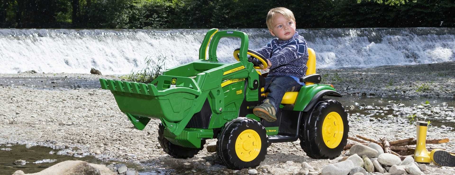 Traktor koparka JOHN DEERE + Przyczepa dwuosiowa PEG PEREGO