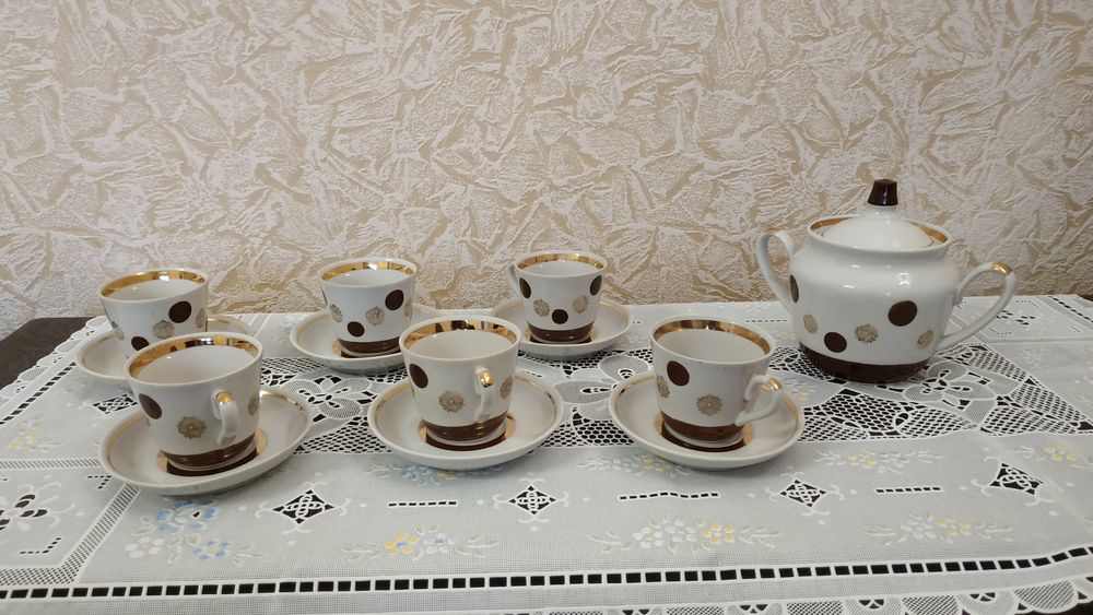 Винтажный Кофейный сервиз Городницкий фарфор .