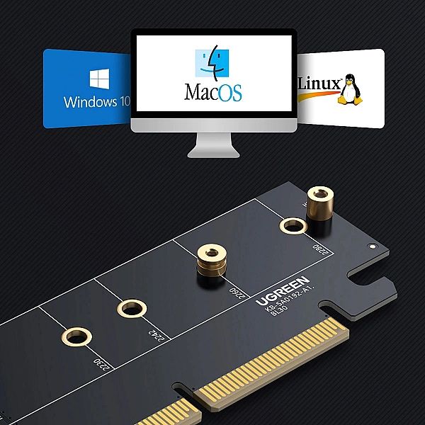 Karta rozszerzeń Ugreen CM465 PCIe 4.0 x16 do M.2 NVMe M-Key - czarna