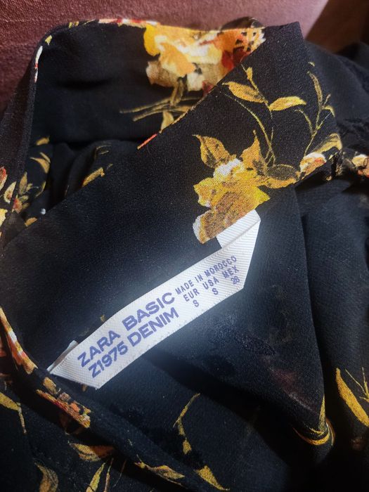 Sukienka mini zara luźna oversize S M 36 38 kwiaty prosta elegancka