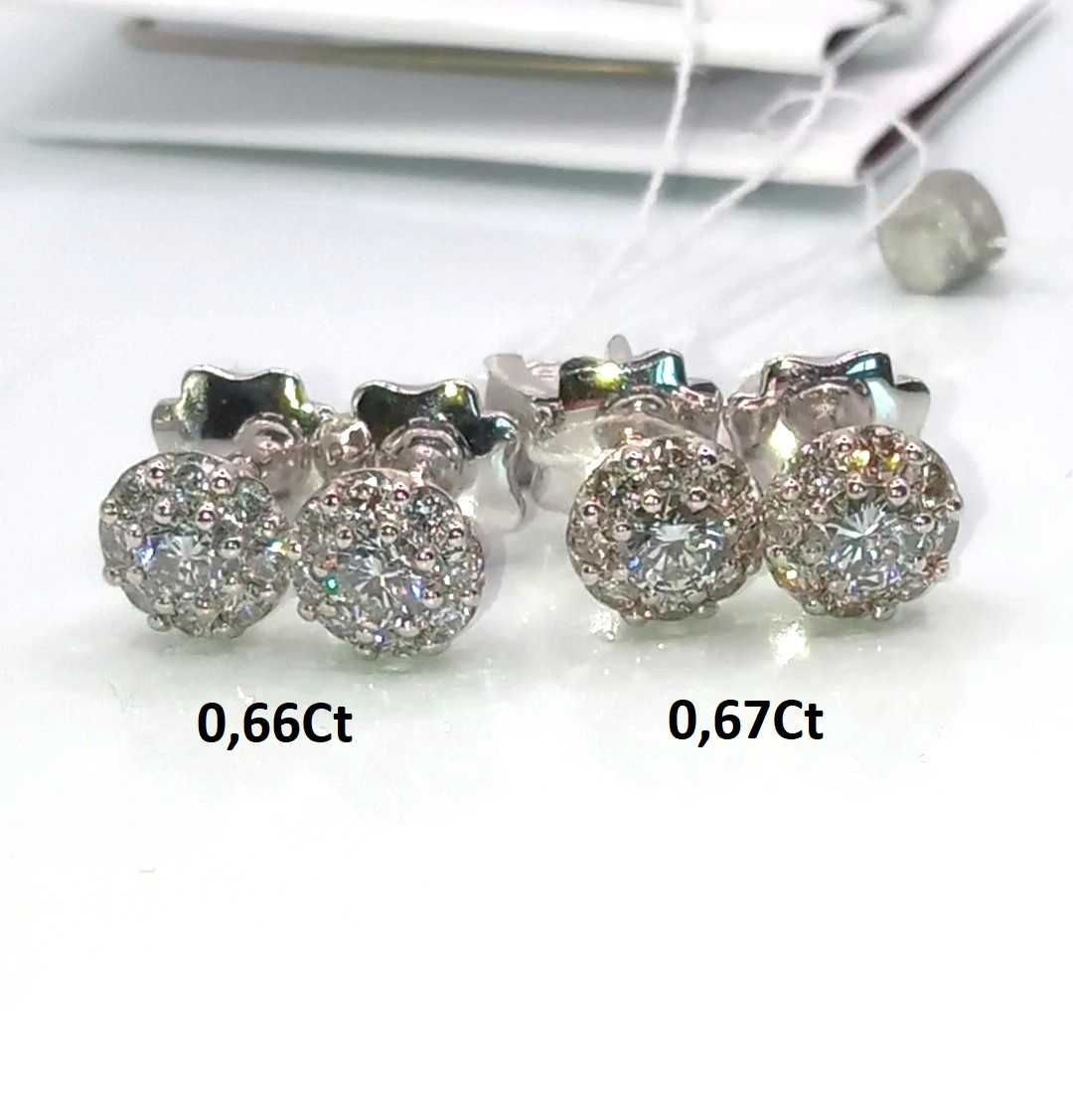 Сережки Бриллиант пуссеты Малинки діаманти на 0,66-67Ct золото 585