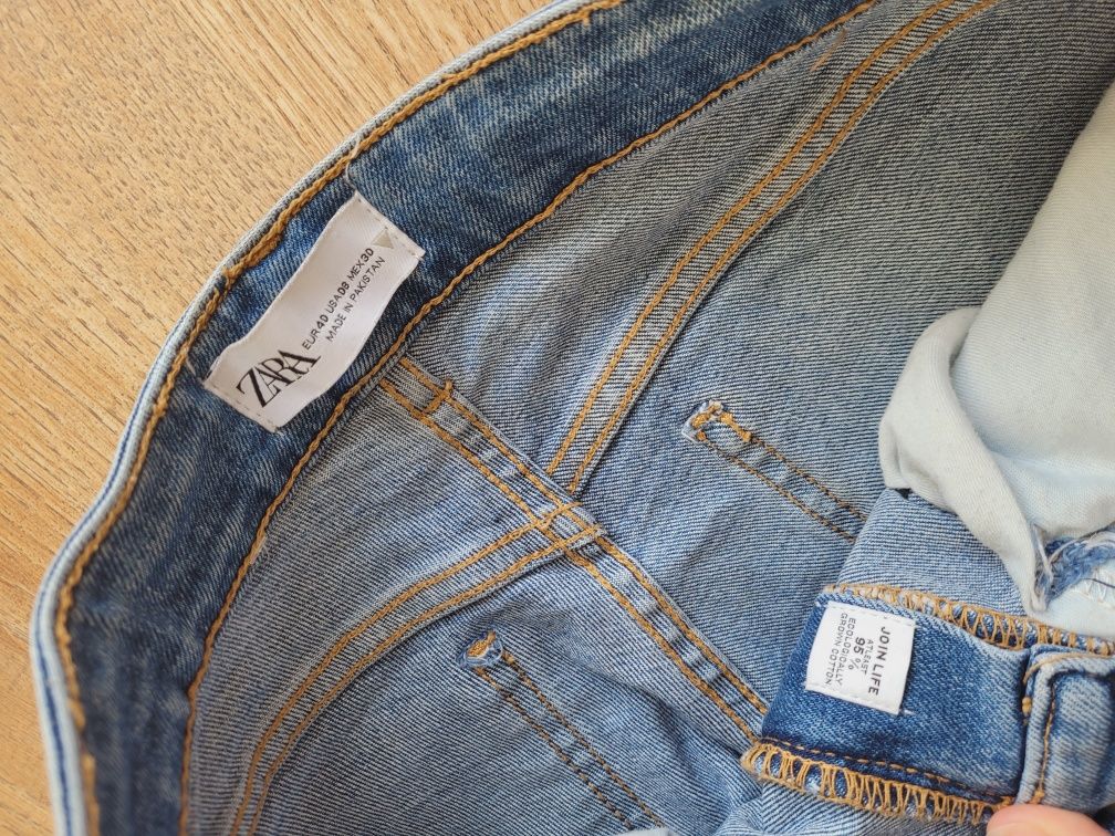 Cropped jeans kostek 7/8 jeansy dzwony Zara stan stanem 40 L 38 M deni