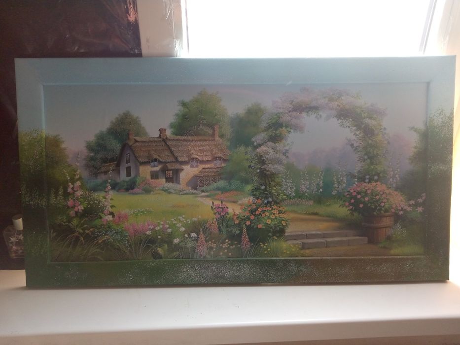 Картина дом у озера