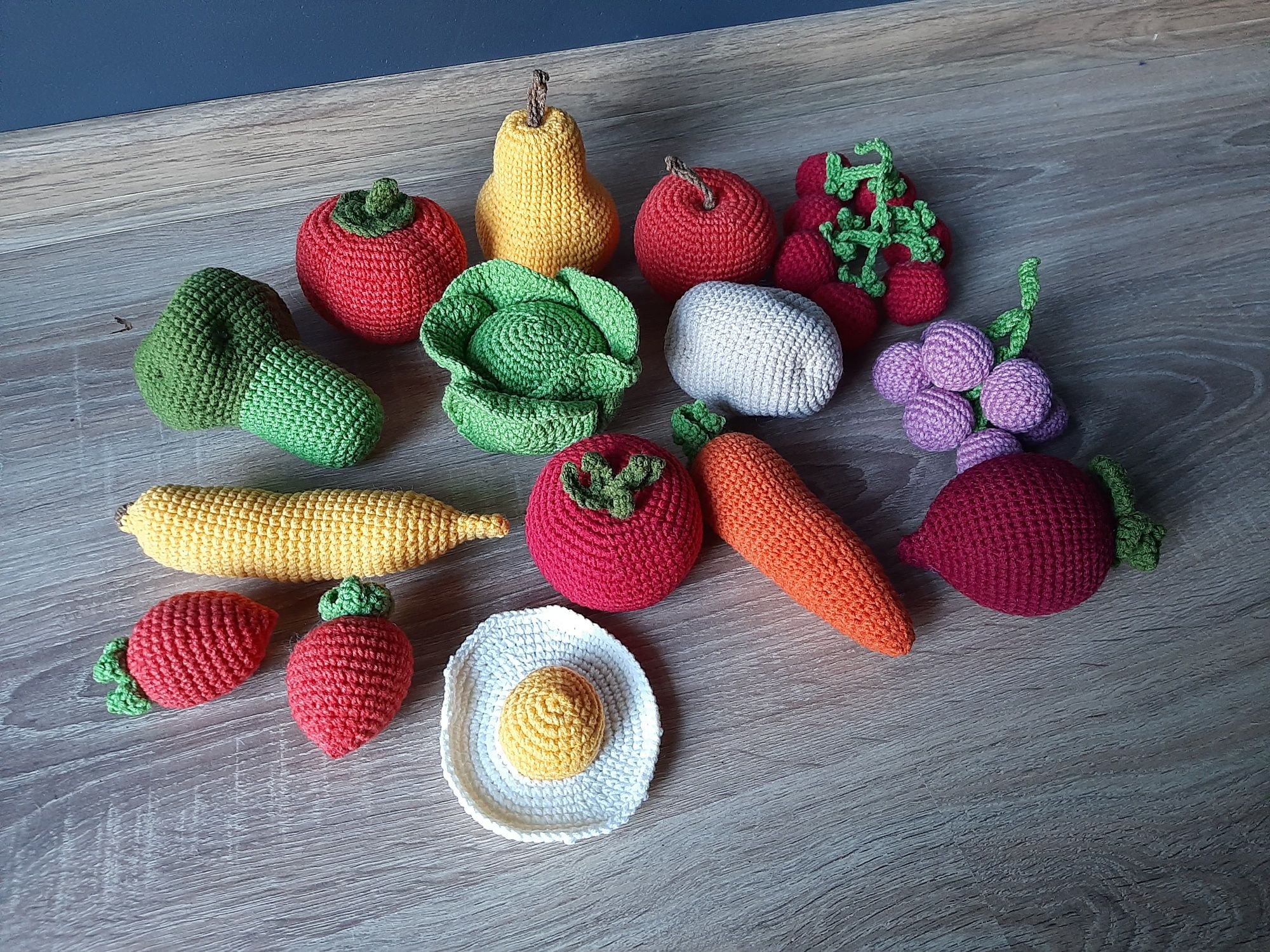 Warzywa i owoce na szydełku zabawki do kuchni