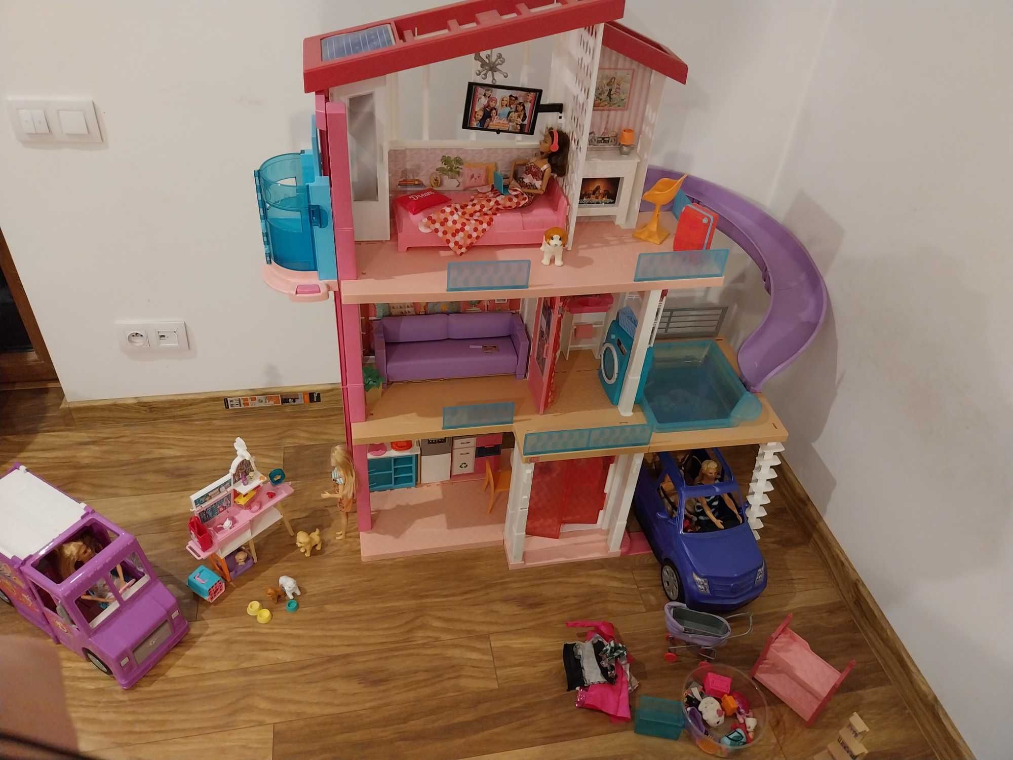 Domek barbie dreamhouse, auta barbie, foodtruck barbie