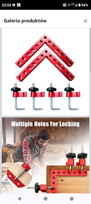 Kątowniki,Klipsy mocujące do obróbki drewna,  2 różne zestawy.