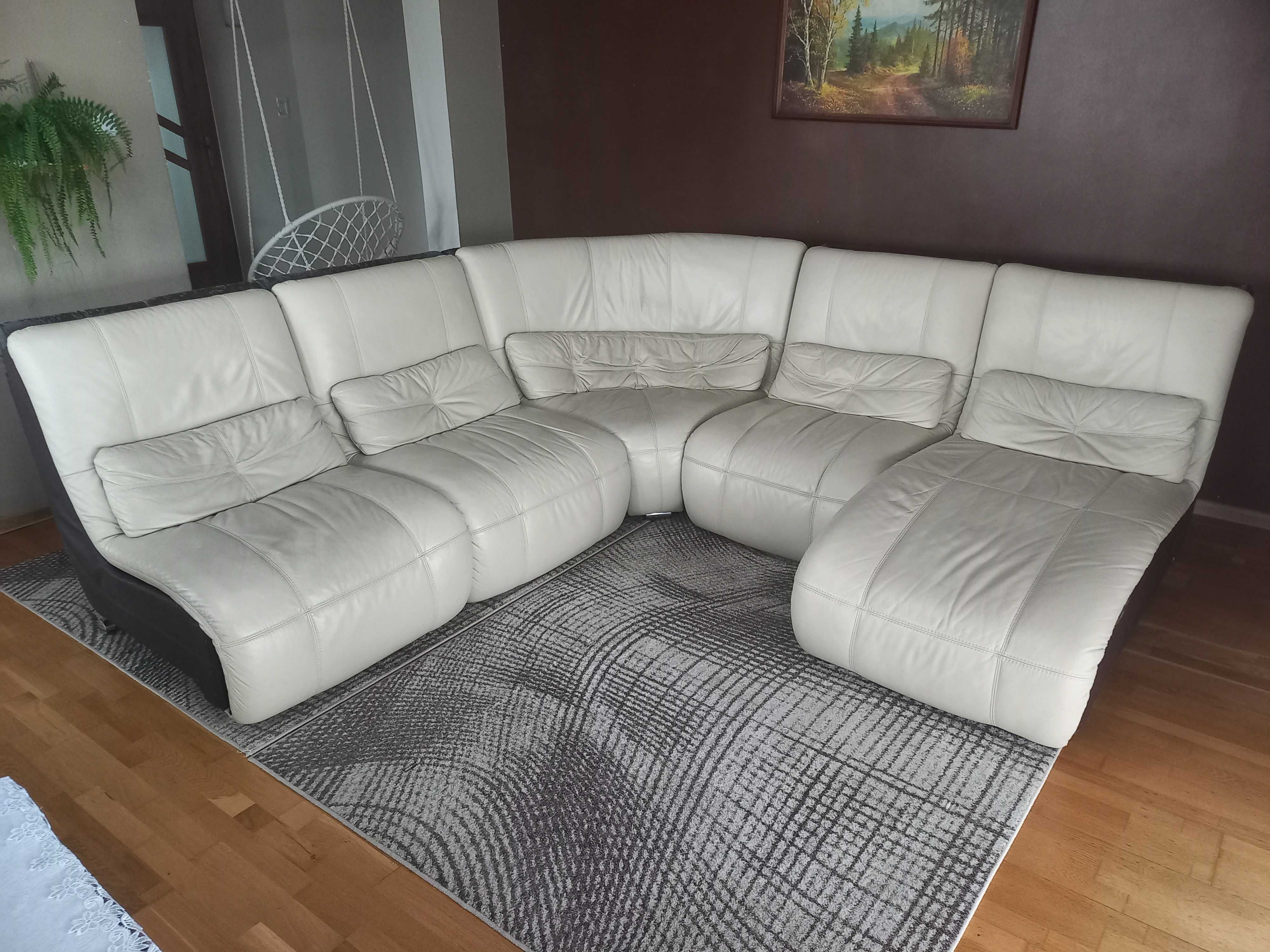 Naroznik modułowy, sofa ze skóry naturalnej