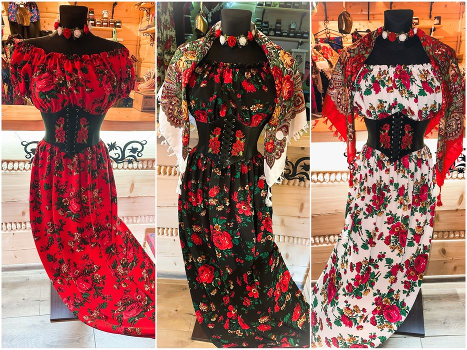 Sukienka góralska wieczorowa długa hiszpanka na wesele