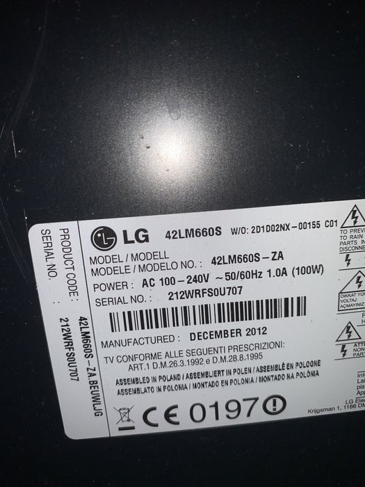 LCD LG  42LM660S com ecran partido