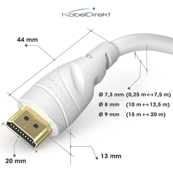 KabelDirekt – Kabel HDMI 4K i 8K – 3 m