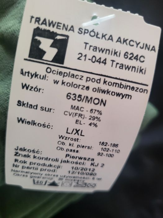 Ocieplacz pod kombinezon czołgisty