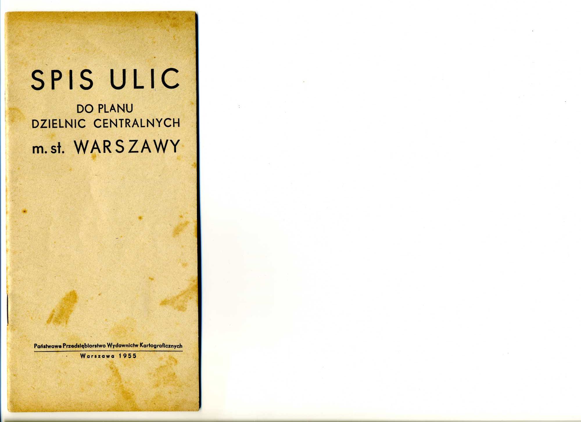 Mapa Warszawy 1948-niekompletna + spis ulic 1955