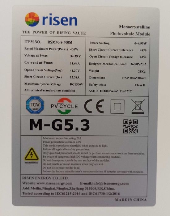 Painel Fotovoltaico de 400 watts monocristalino