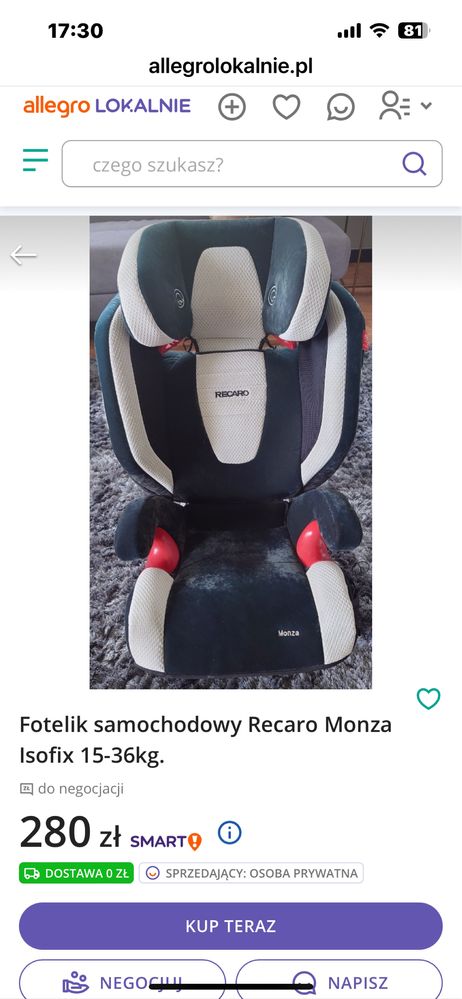 Fotelik samochodowy RECARO  MONZA NOVA