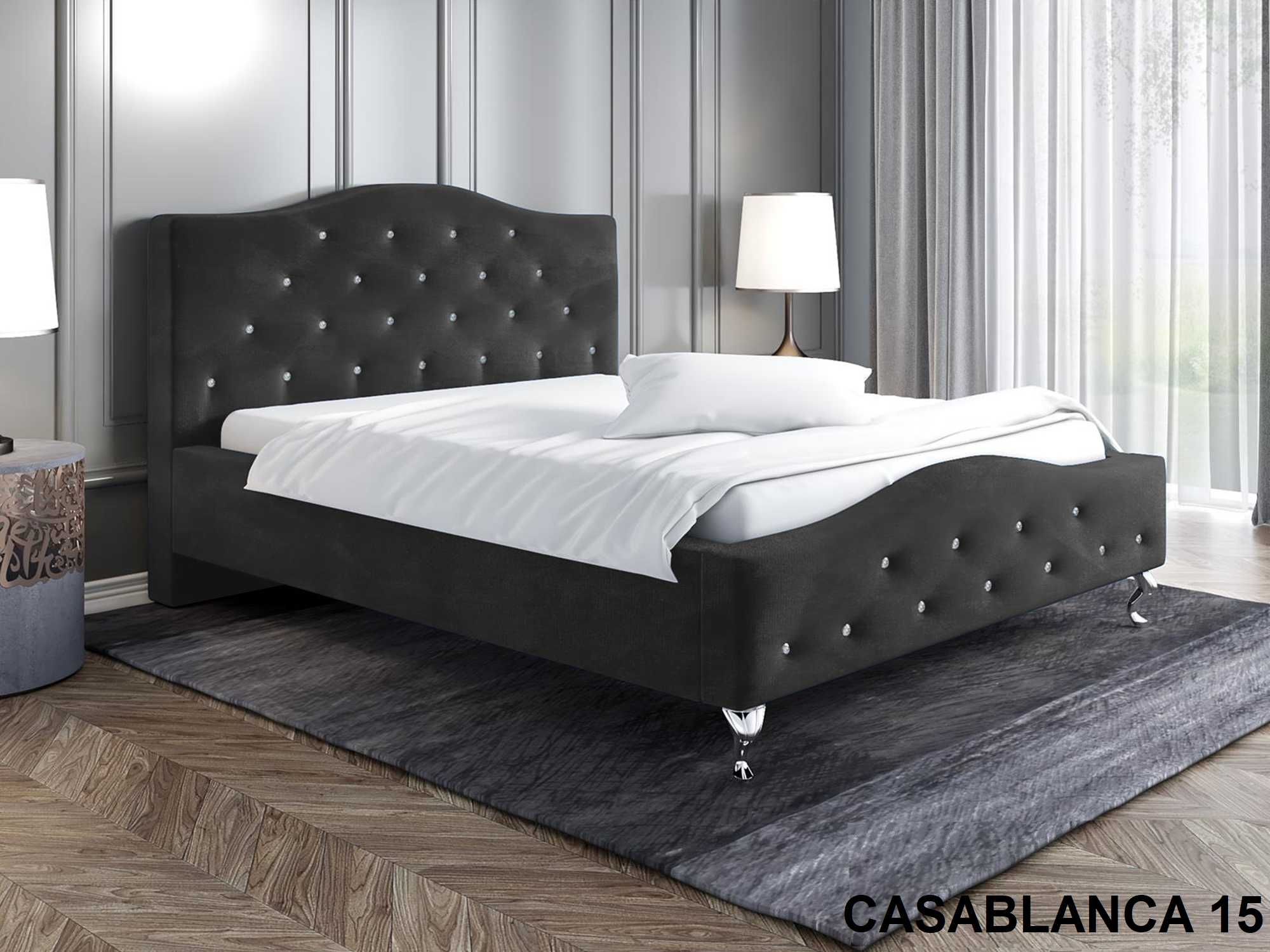Łóżko tapicerowane Glamour 160x200 ze stelażem