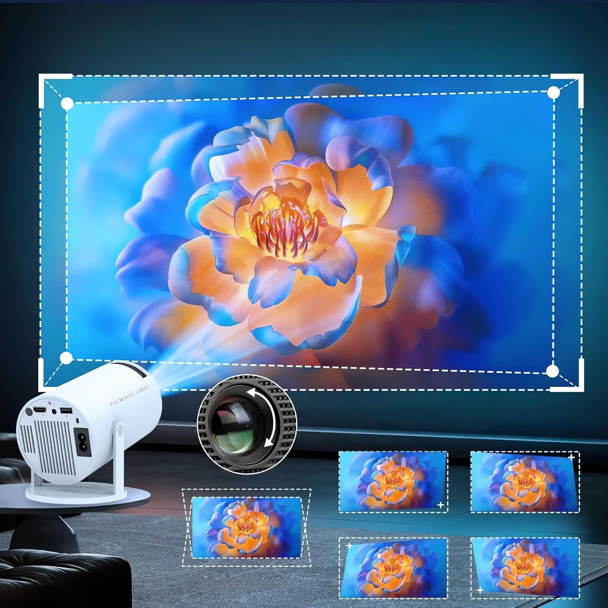 PROJEKTOR HD 720P RZUTNIK Przenośny 4K Led Android 11 Wifi Aplikacje