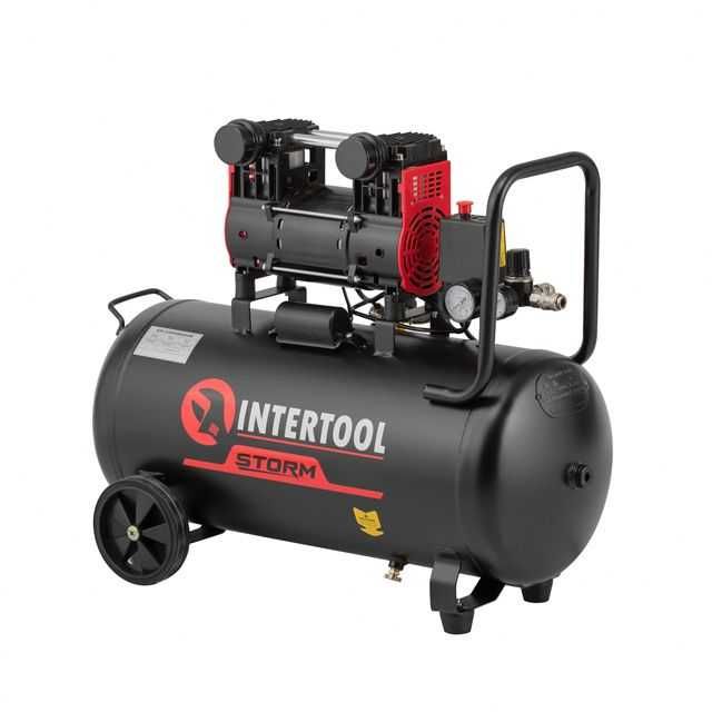 Компресор 50 л, 1.5 кВт, безмасляний, 2 циліндра. INTERTOOL PT-0034.
