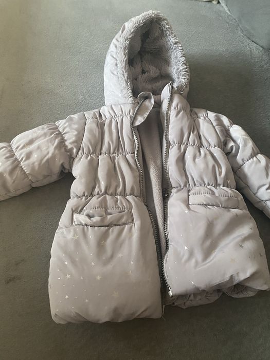 Kurtka płaszcz zimowa szary dla dziewczynki 86-92