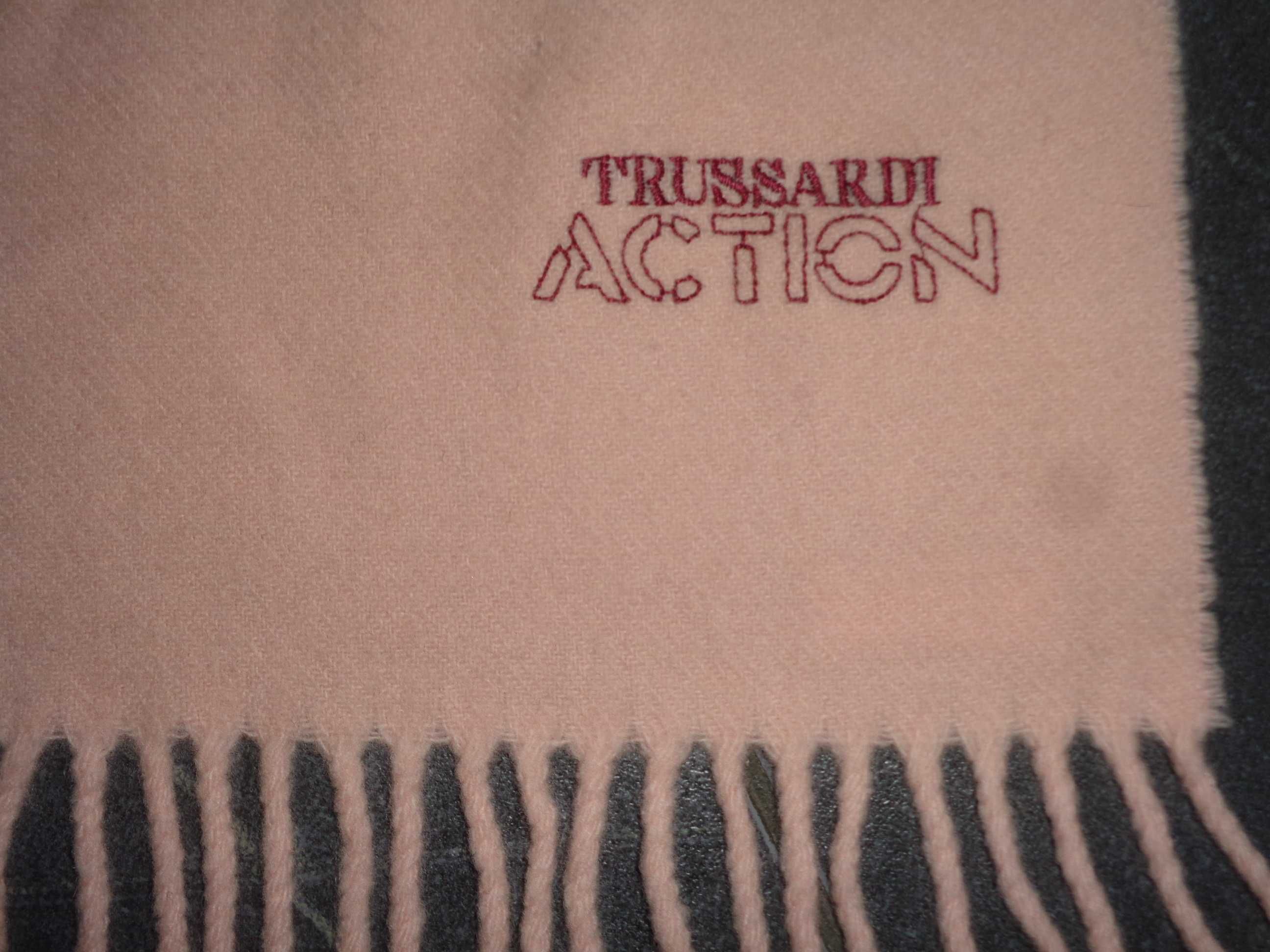 TRUSSARDI ACTION Pura Lana Vergine oryg wełniany szalik UNIKAT vintage