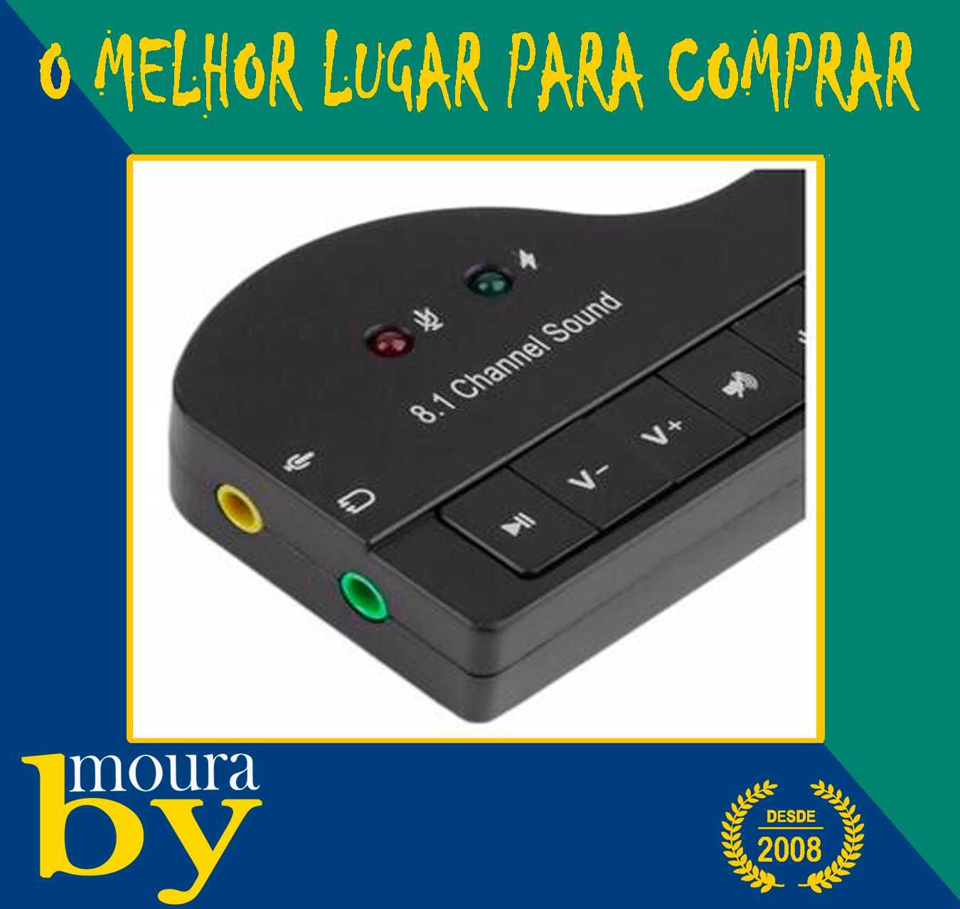 Adaptador de áudio placa de som externa USB 8.1 canais para 3,5 mm