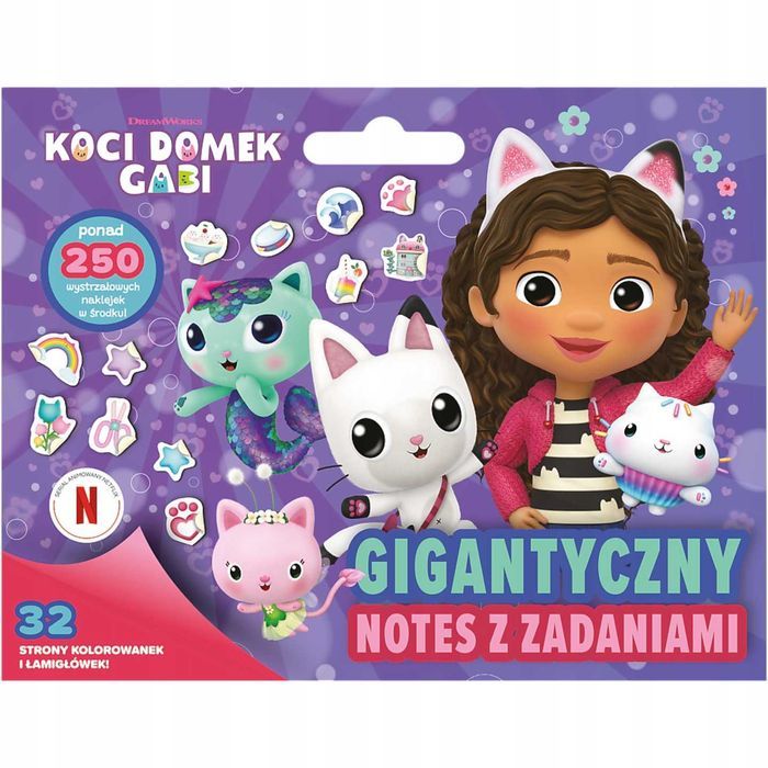 Książka notes łamigłówki Koci Domek Gabi naklejki kolorowanki TREFL