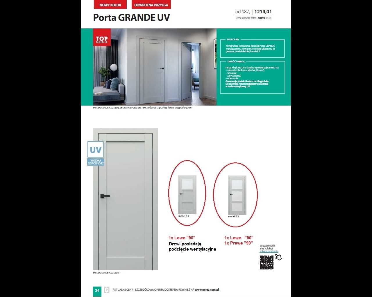 Drzwi wewnętrzne PORTA GRANDE UV Lakier "90"