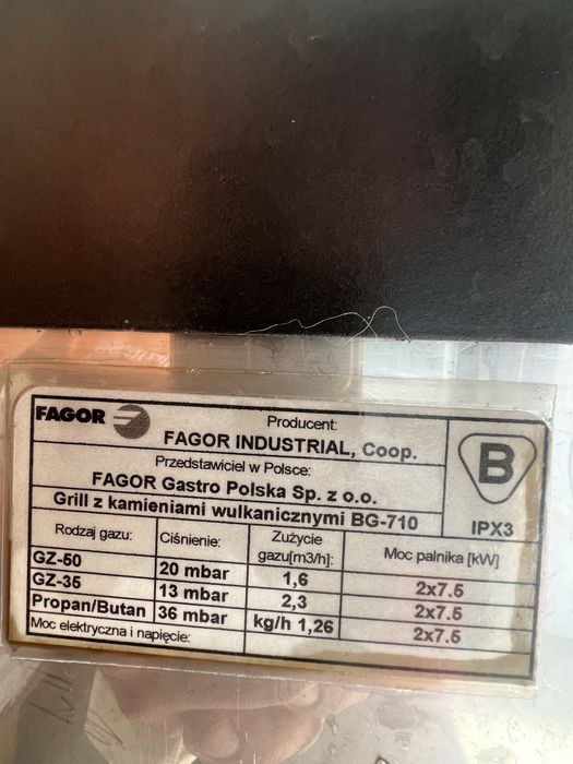 Grill gazowy lawowy fagor- przemysłowy