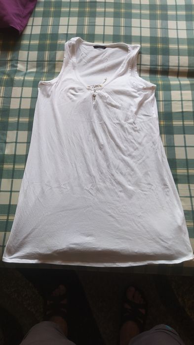 Piękna nowa biała letnia bluzka, tunika M&S roz 50-54.