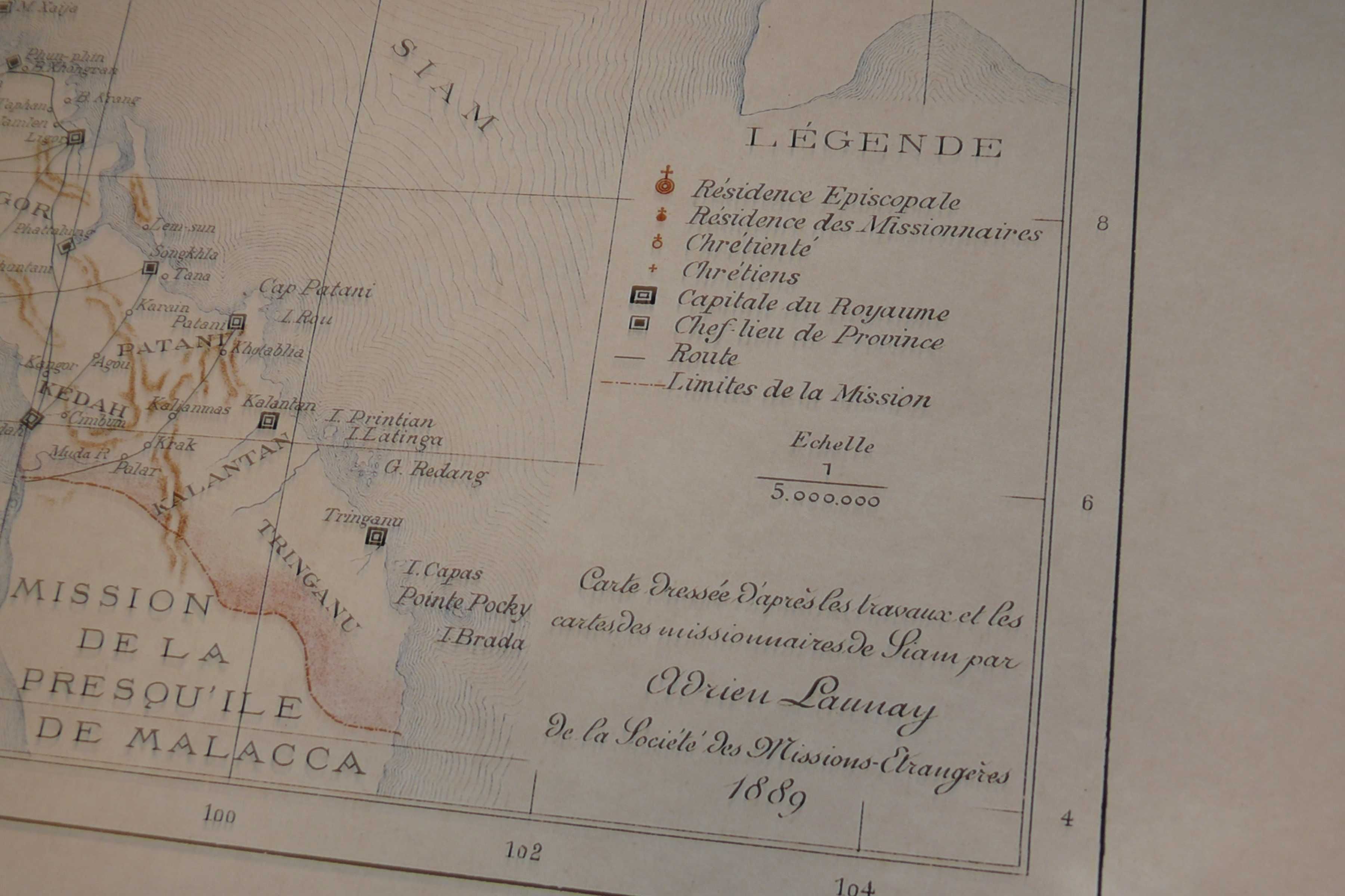Mapa da Tailandia - Siam 1889