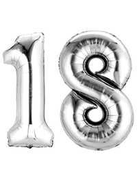 Balony foliowe srebrne DUŻE cyfry 1, 8, 18, 30, 80 urodziny, rocznica.