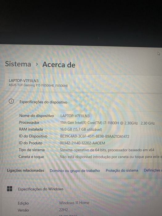 Portatil Asus TUF Gaming FX 506he RTX 3050