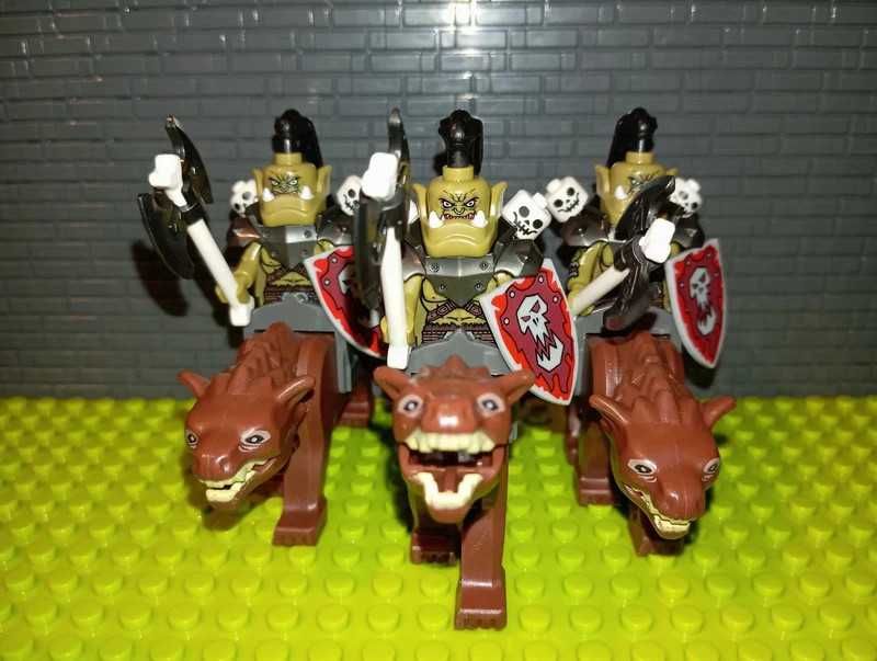 Zestaw 3 Figurki Orkowie Jeźdźcy Wilków kompatybilne z LEGO Fantasy