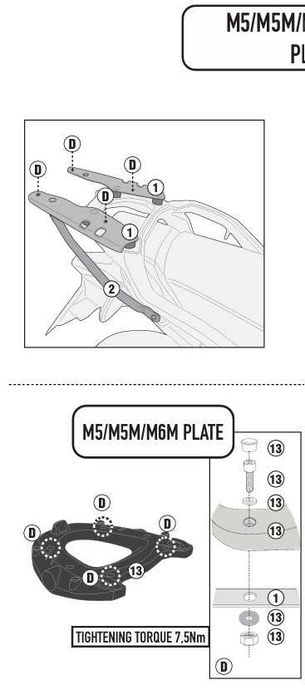 Kit GIVI SR1201  + BASE Top Case GIVI M5 Honda Transalp XL750