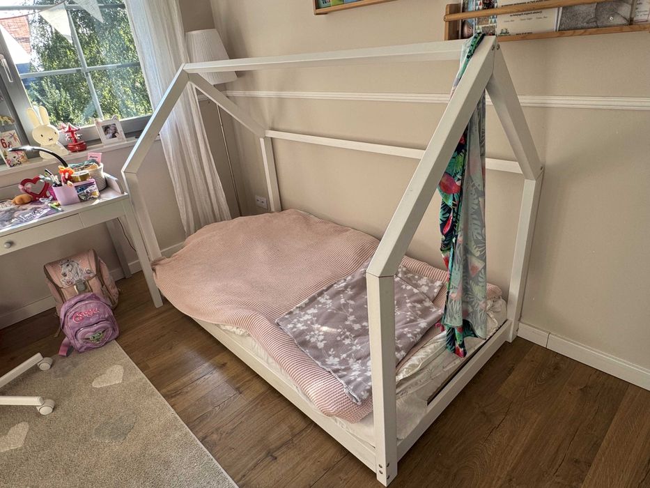 Łóżko drewniane Domek 180x100, białe