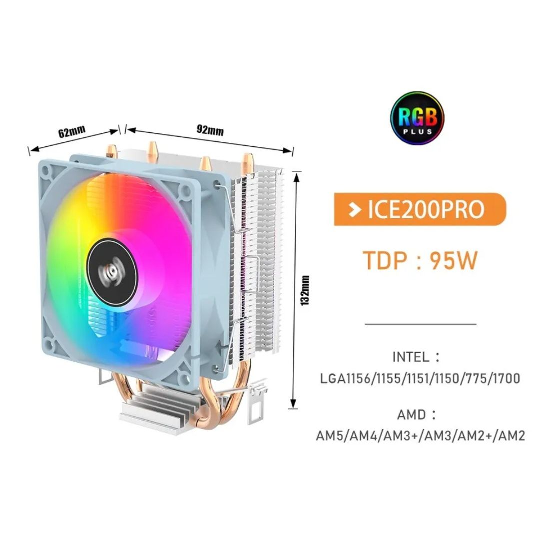 Башенный кулер AIGO Ice 200 PRO- 95 TDP,башня для ПК, кулер для компью