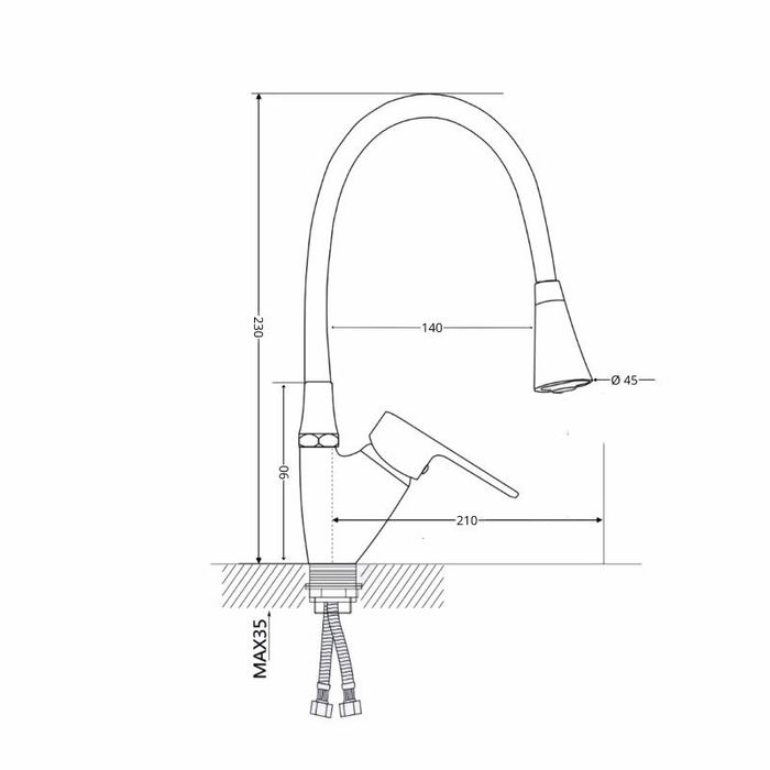 Кухонний змішувач з гнучким виливом — білий, сірий або чорний