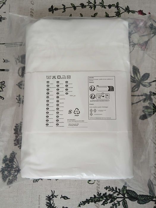 IKEA HAMPFLOCKEL komplet pościeli bawełna perkal 200x200 biały
