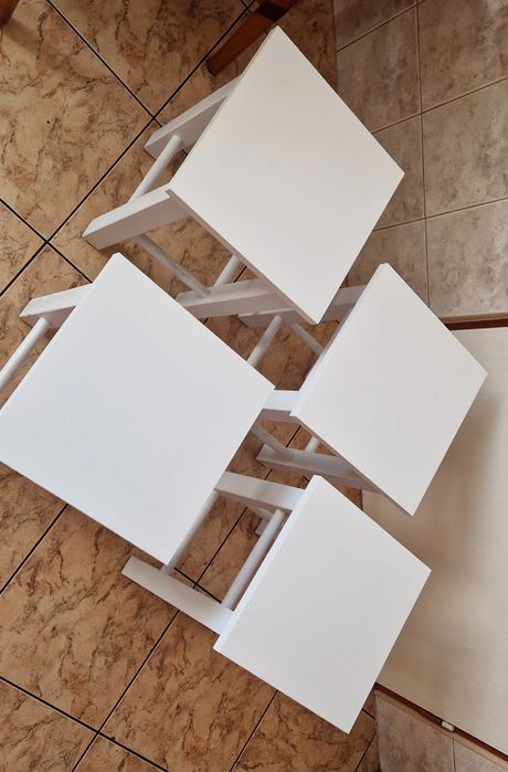 Taboret drewniany biały 2szt. Jak nowy