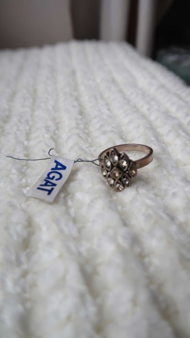 Pierścionek srebro 925 z kryształki biały old money vintage