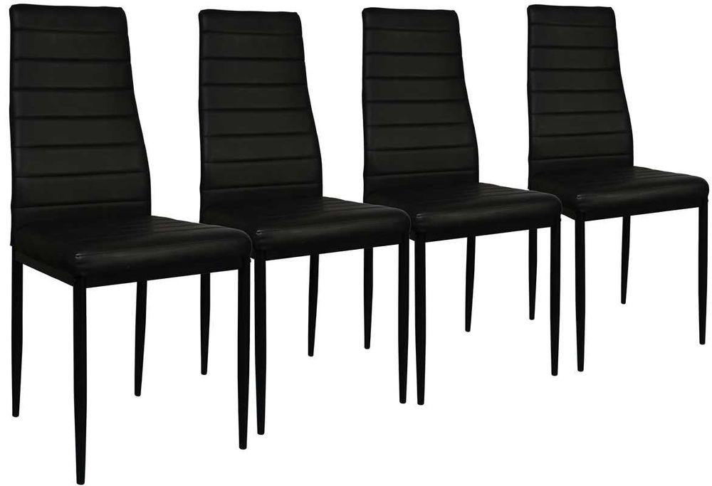 Zestaw 4 krzeseł eko skóra czarna nogi metalowe czarne