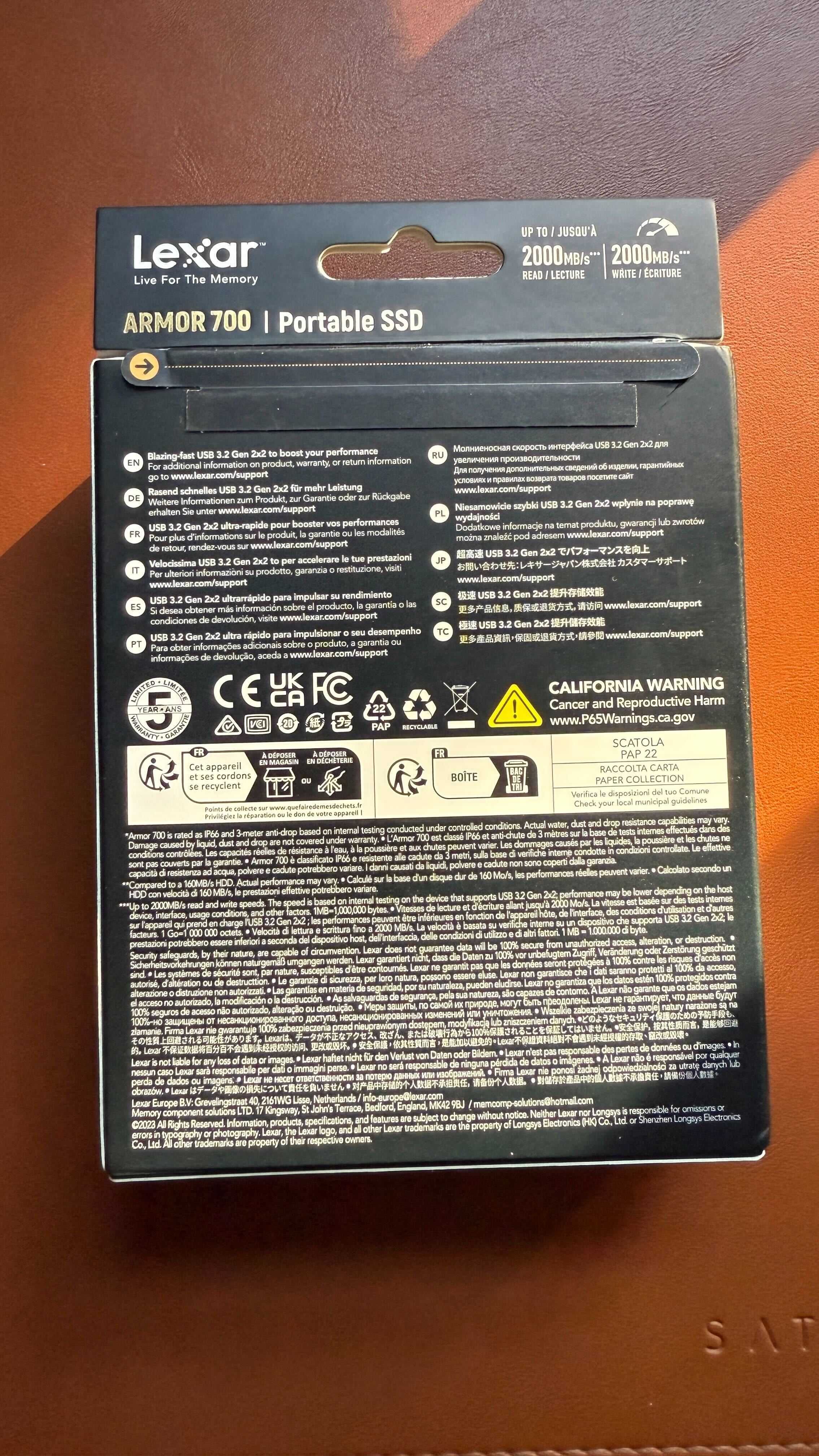 Lexar Armor 700 SSD 2TB, з захистом IP66 та підтримкою AES шифрування