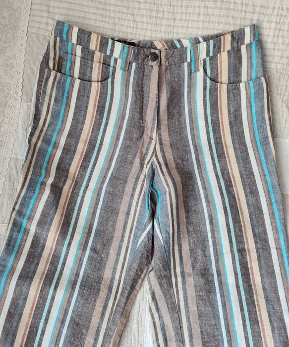 Lniane spodnie w pasy Michele 36 38 S M