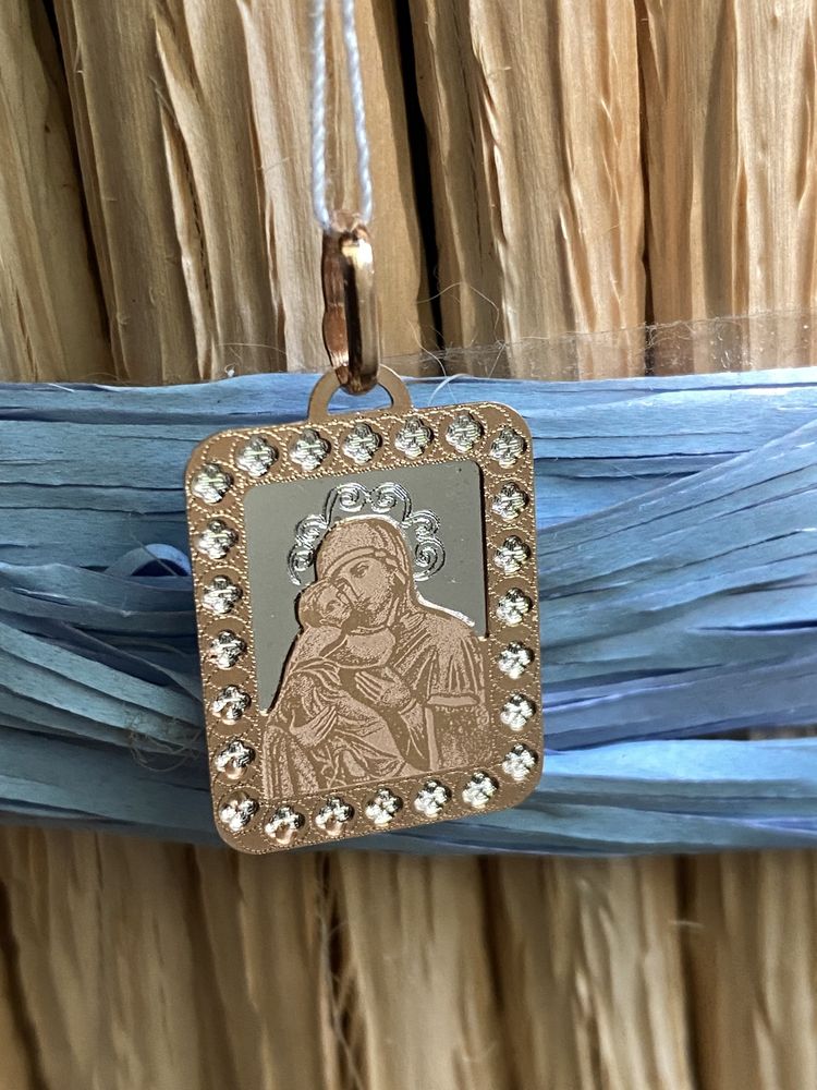Новая золотая ладанка иконка подвеска  Божа Матір «Володимирська»
