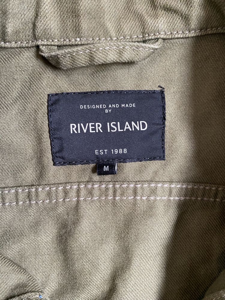 Kurtka jeansowa khaki oliwkowa męska River Island M