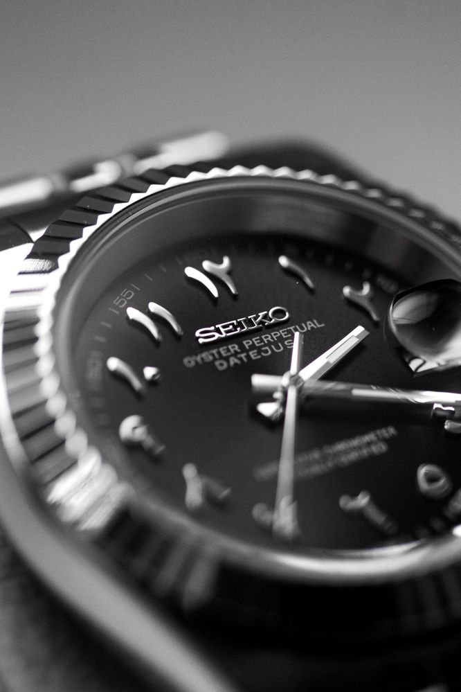 Zegarek Custom Seiko Mod Arabic Czarny Datejust