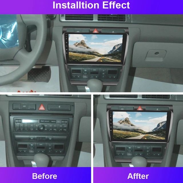 Rádio 9" Android 13 Audi A6 1997 a 2004 GPS Wi-Fi Bluetooth NOVO