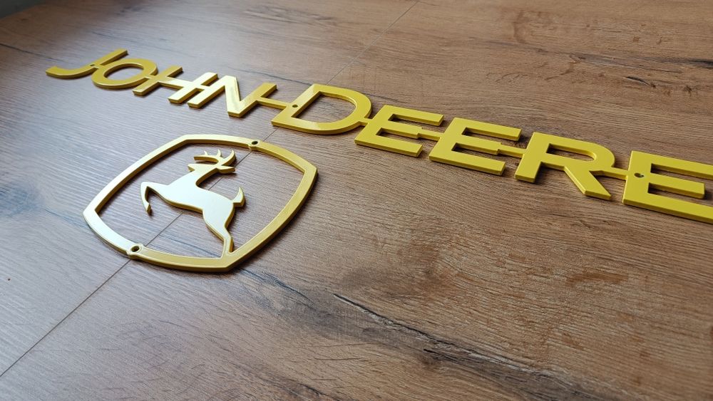 Napis na obciążnik John Deere 60cm + logo emblemat znaczek stal 4mm