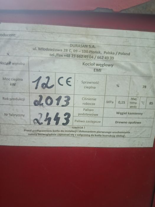 Piec Kociol  Koza Wegiel Drewno