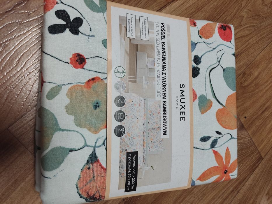 Nowy komplet pościeli 220x200 bawełna bambus